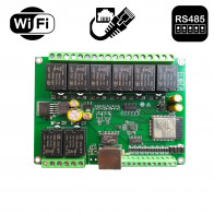 8-kanálová reléová deska s 8 vstupy RJ45, WIFI, RS485, MQTT