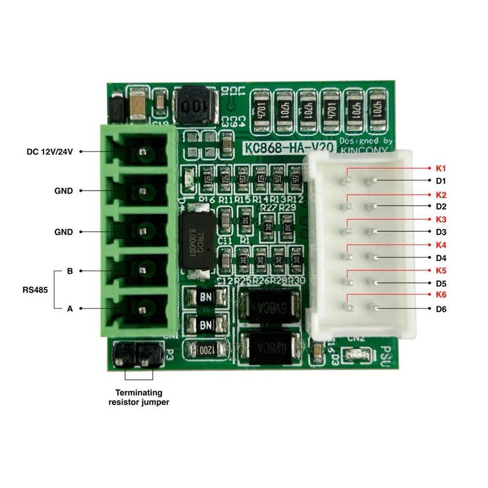 KC868-HA V.2 RS485 MODBUS tlačítkový adaptér